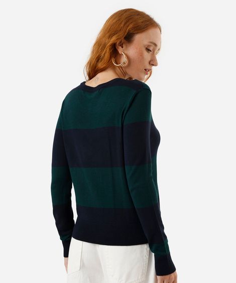 suéter feminino em tricot listrado verde