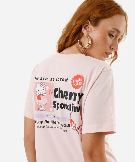 camiseta feminina hello kitty rosa