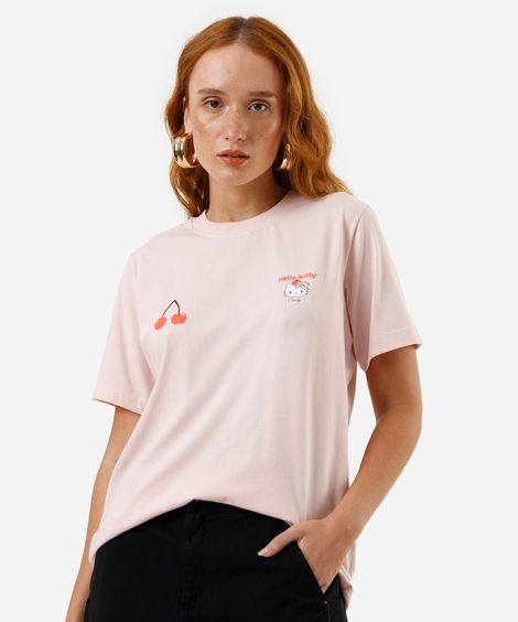camiseta feminina hello kitty rosa