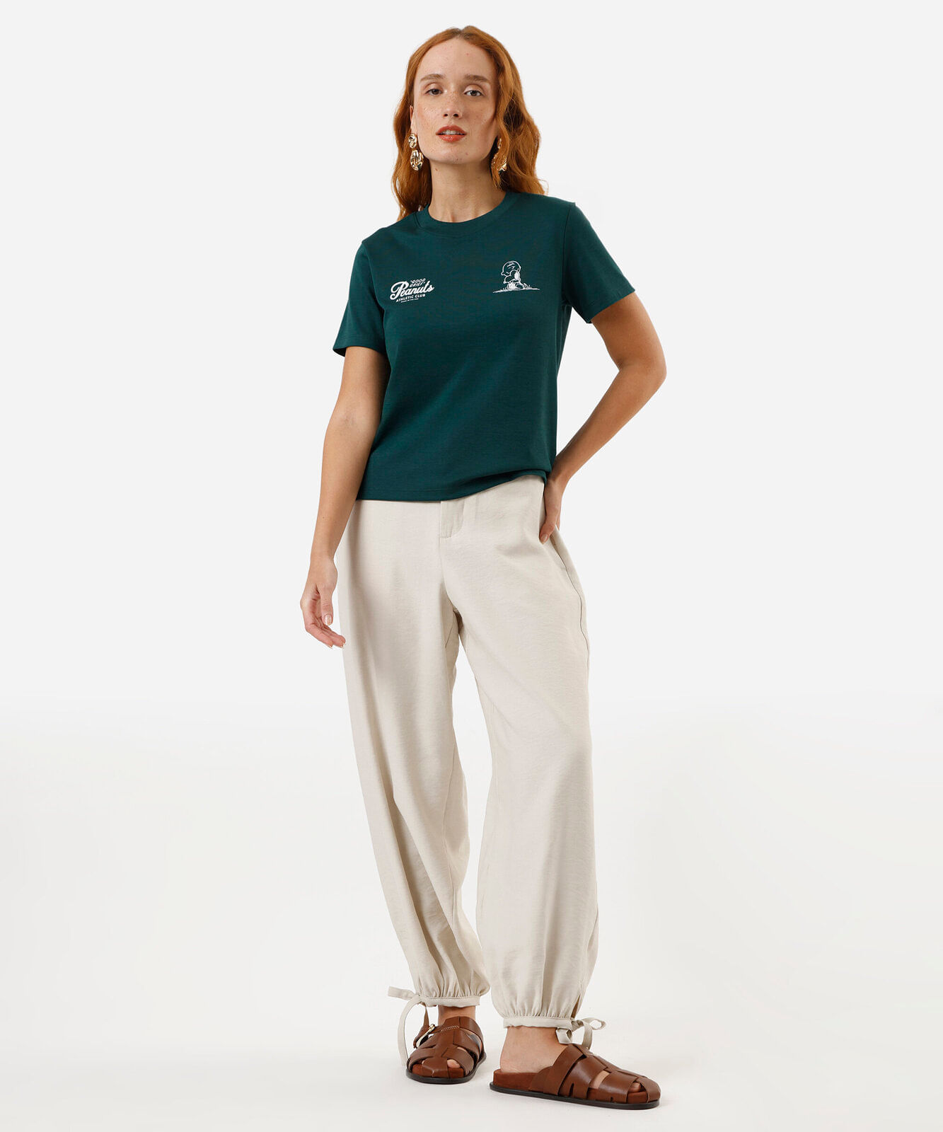 camiseta feminina peanuts verde