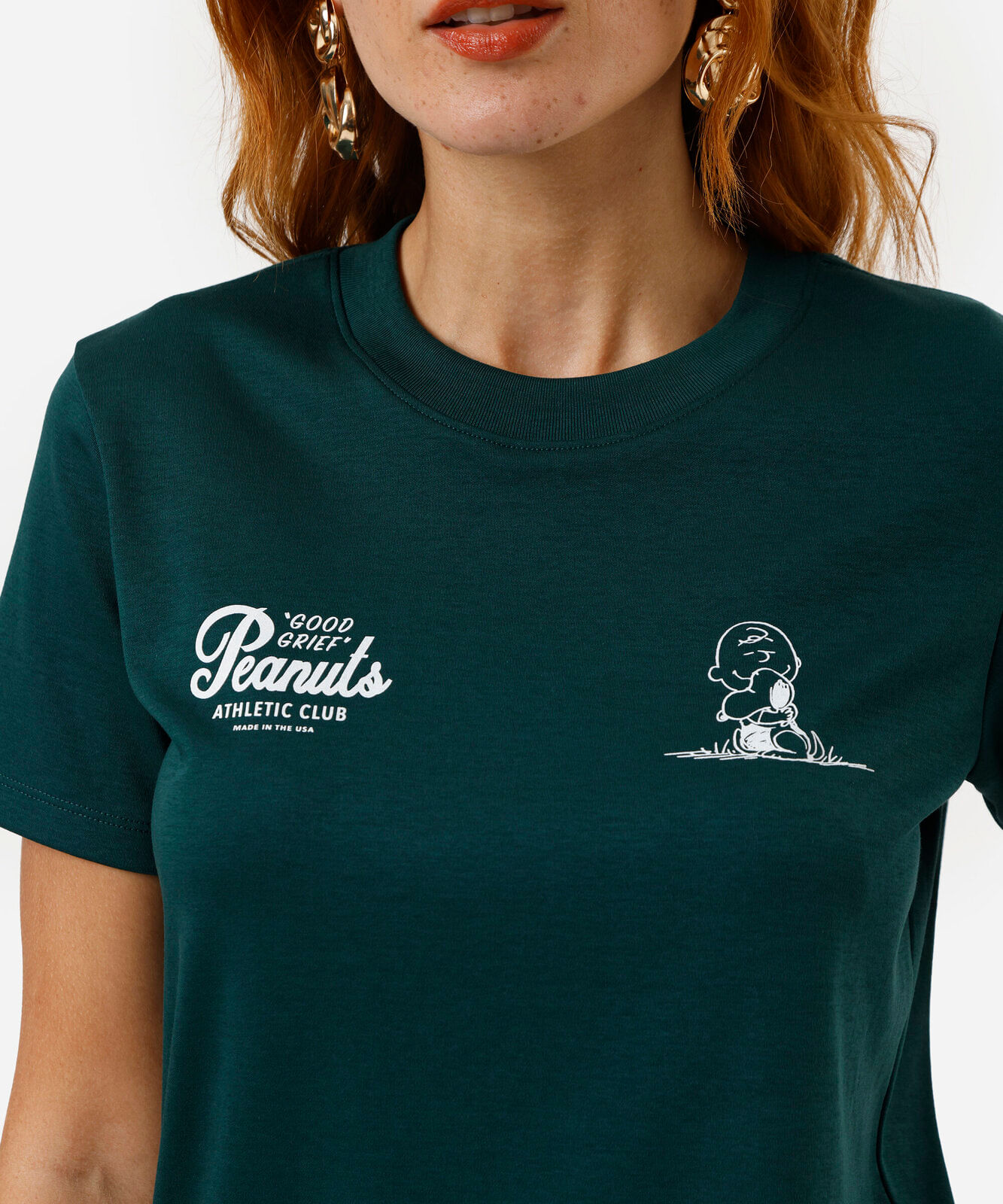 camiseta feminina peanuts verde