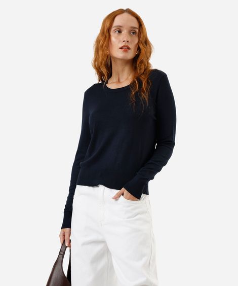 suéter feminino em tricot azul