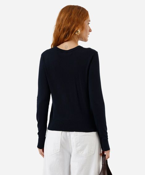 suéter feminino em tricot azul