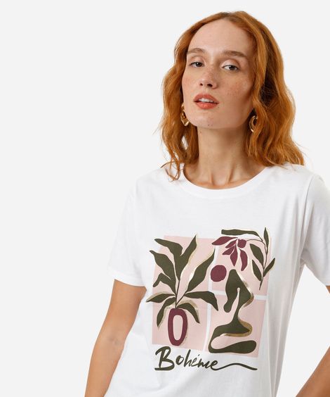 camiseta feminina boheme off white