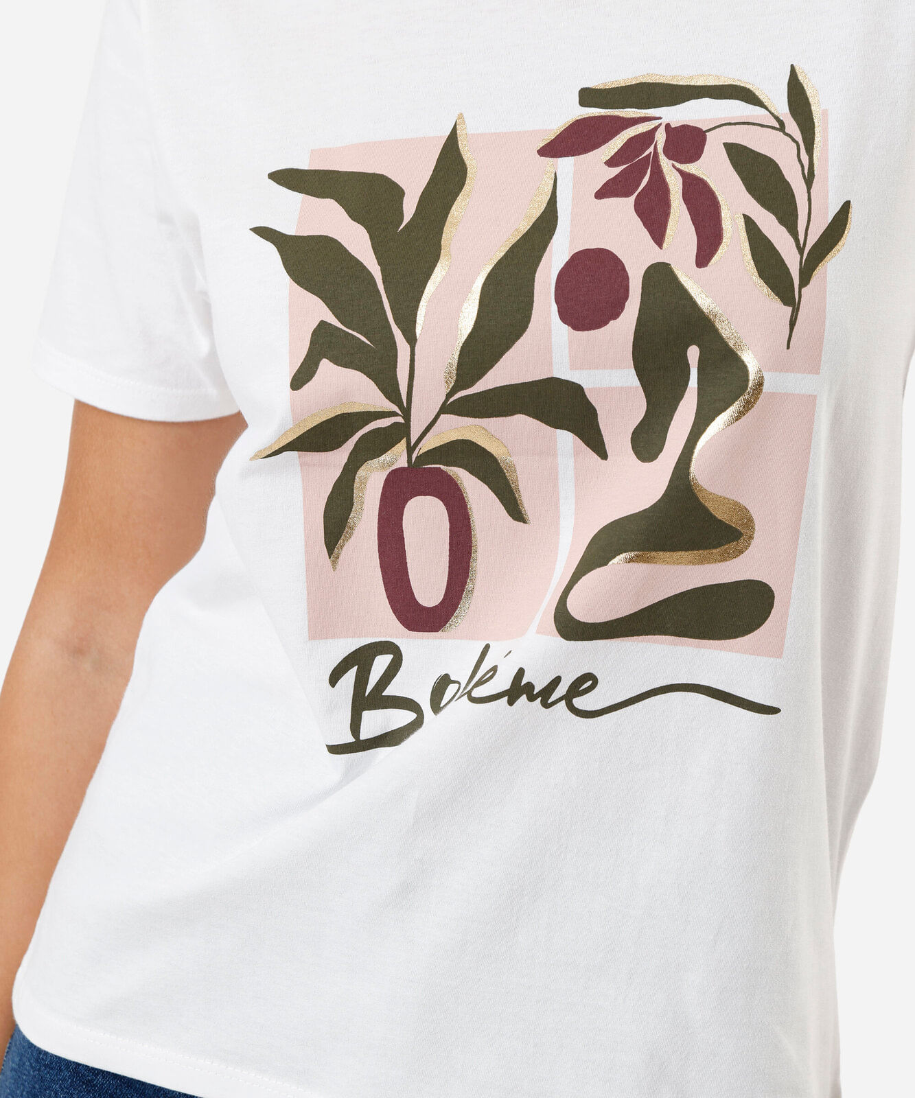 camiseta feminina boheme off white