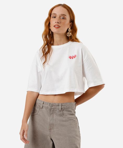 camiseta feminina cropped hello kitty bala off white