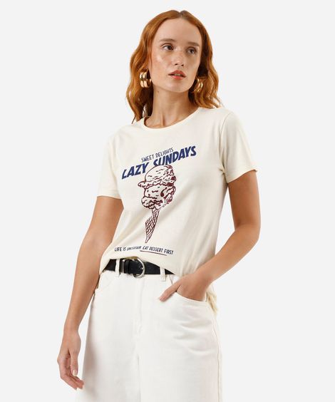 camiseta feminina  lazy sundays amarela