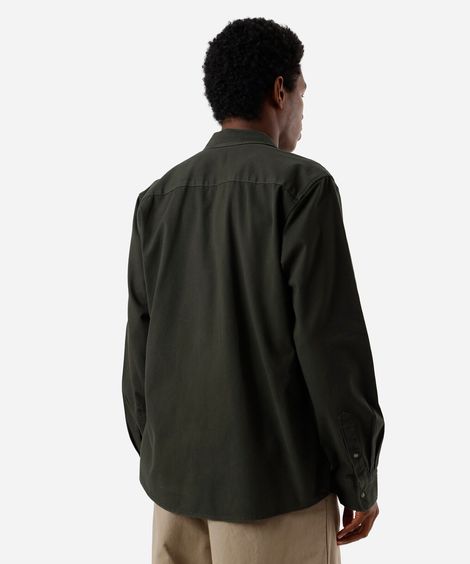 camisa masculina de sarja manga longa verde