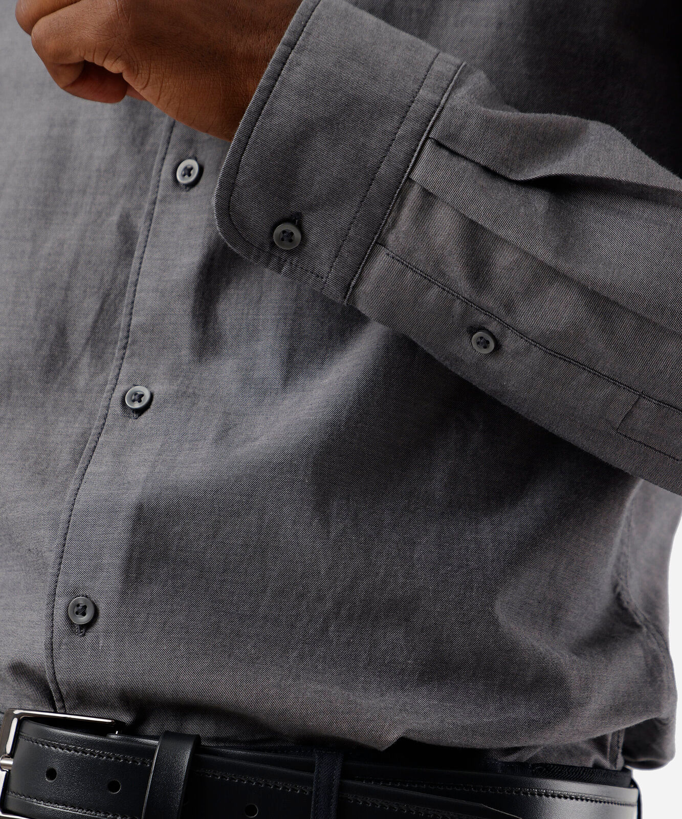 camisa slim fit masculina de algodão cinza