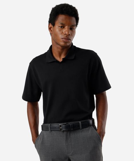 polo masculina de algodão manga curta preta