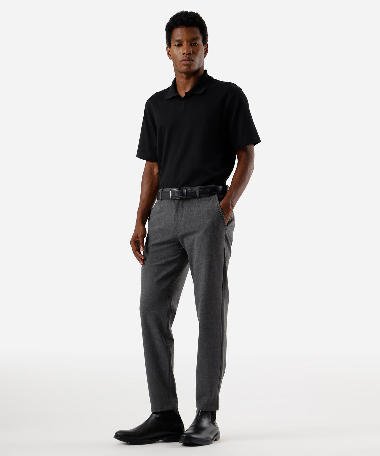 polo masculina de algodão manga curta preta