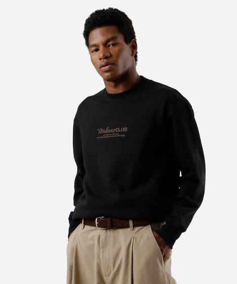 blusão masculino de moletom felpado wellness club preto