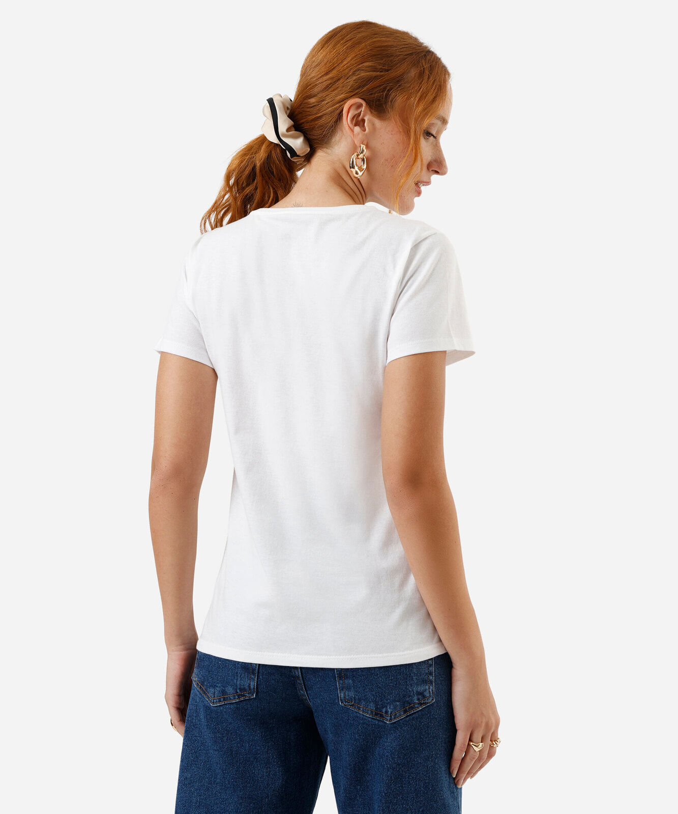 camiseta feminina flocado minnie off white