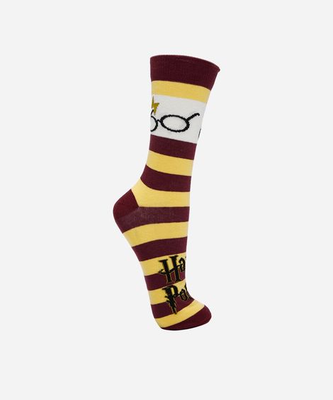 meia cano alto harry potter listrada colorida