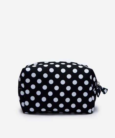 nécessaire estampada poá preta