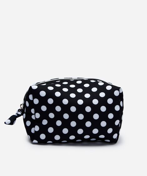 nécessaire estampada poá preta