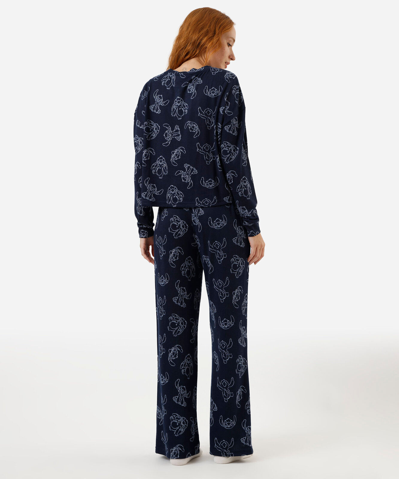 pijama feminino longo stitch azul