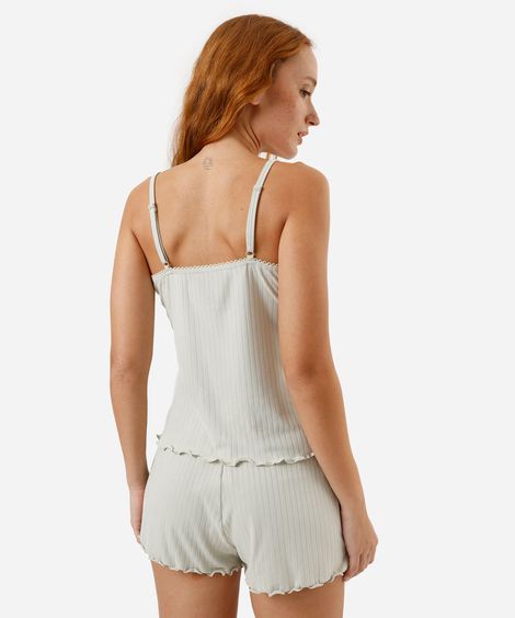 pijama short doll canelado verde