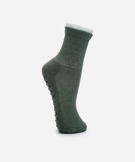meia cano alto antiderrapante bicolor verde