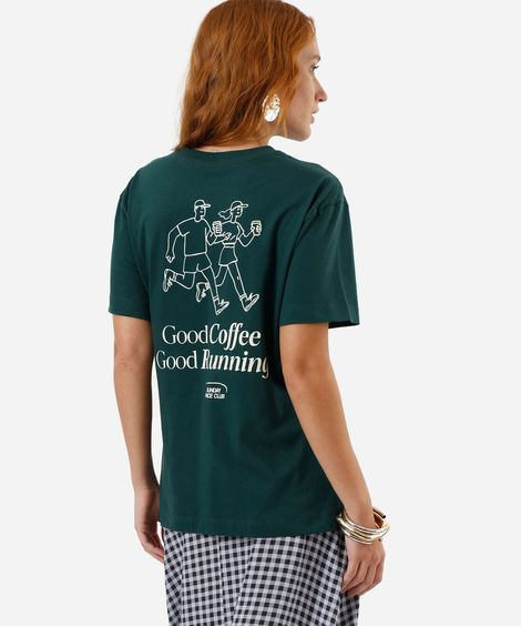 camiseta feminina oversized  good coffee verde