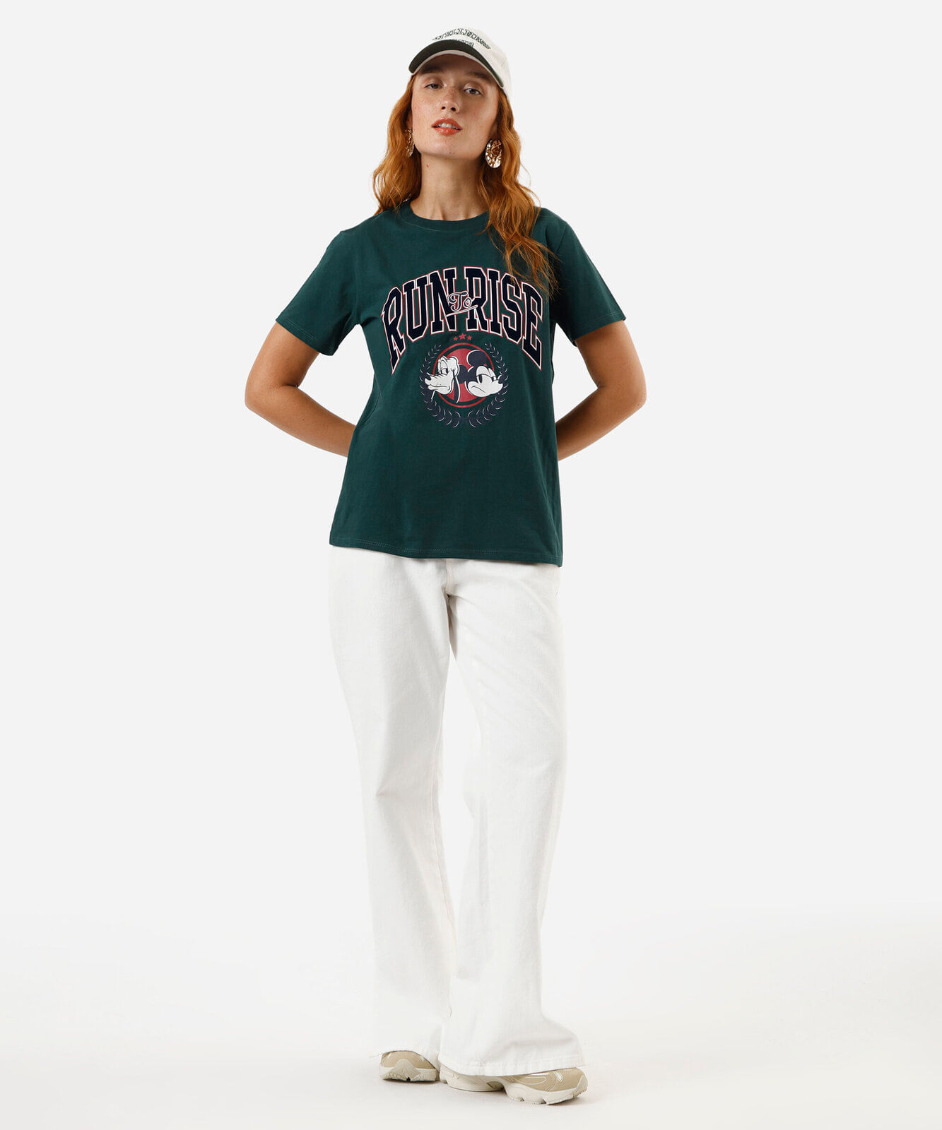 camiseta feminina mickey e pluto verde