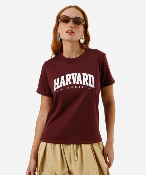 camiseta feminina de algodão peruano harvard vinho