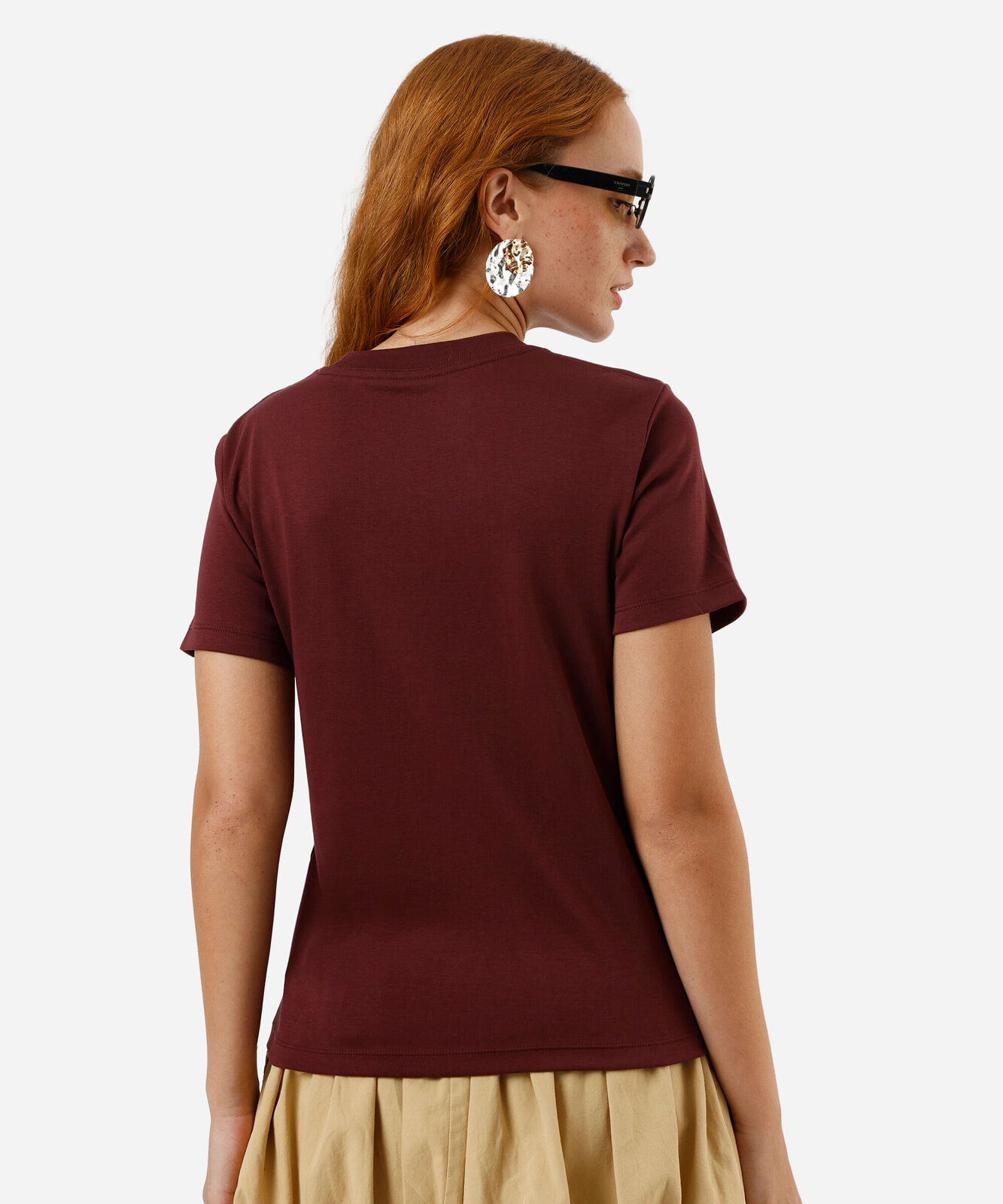 camiseta feminina de algodão peruano harvard vinho