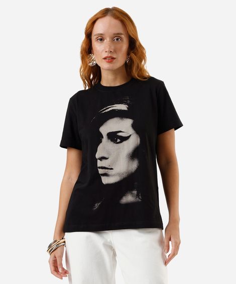 camiseta feminina amy winehouse preta