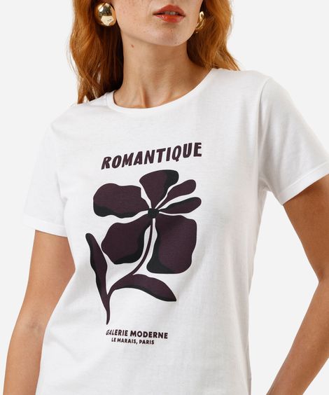 camiseta feminina romantique off white