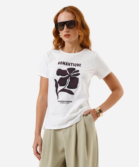 camiseta feminina romantique off white