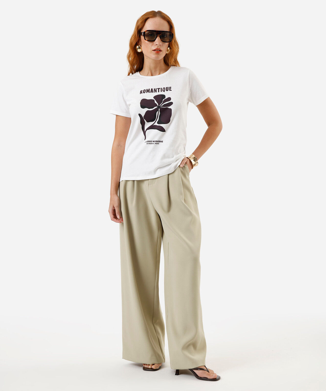 camiseta feminina romantique off white