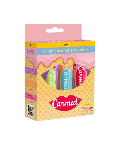 kit carmed sorvete com 3 hidratantes labiais 10g