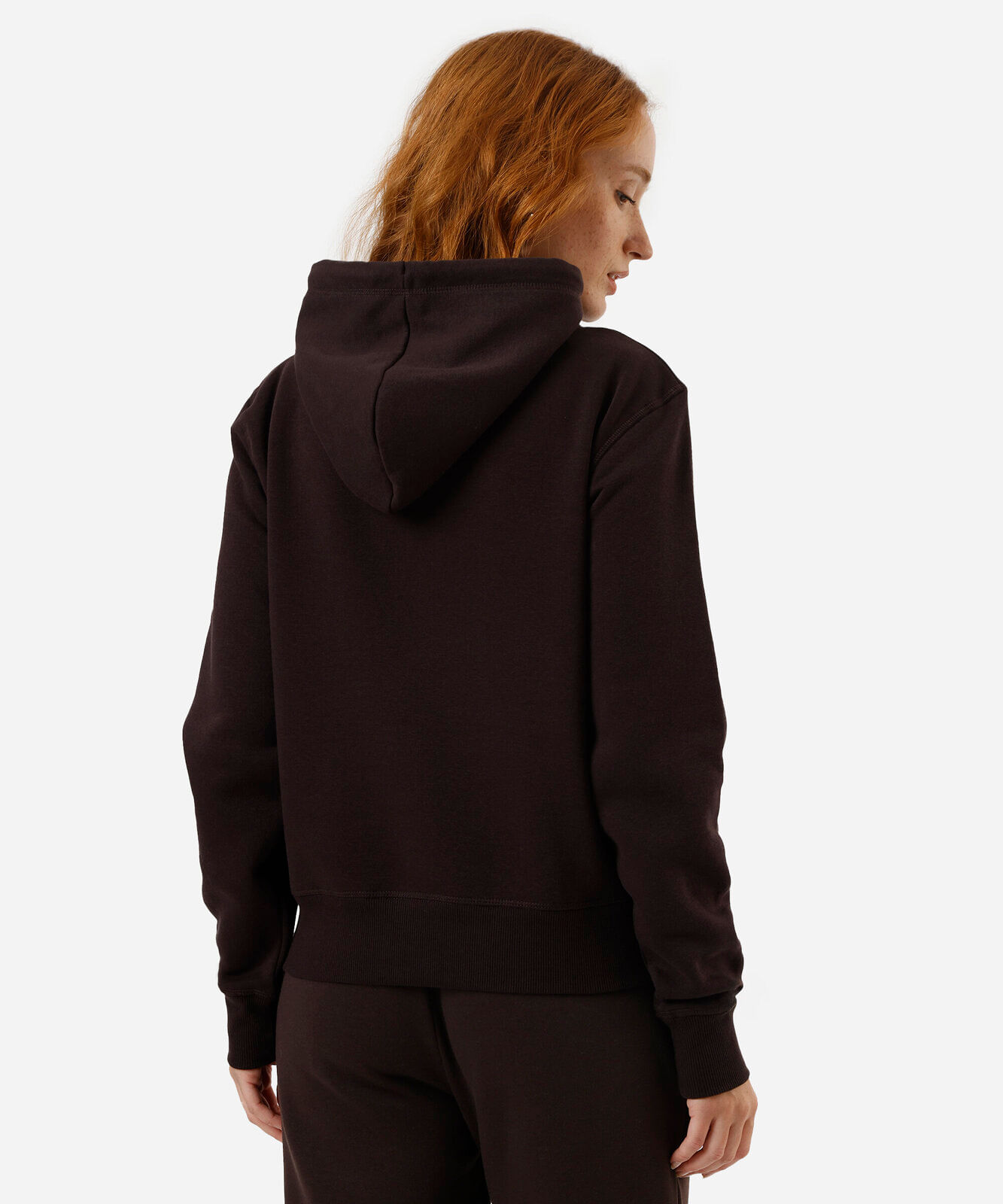 blusão feminino de moletom felpado com capuz disney marrom