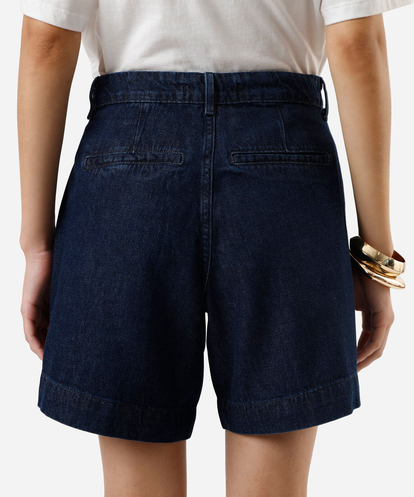 bermuda feminina alfaiatada jeans cintura super alta azul