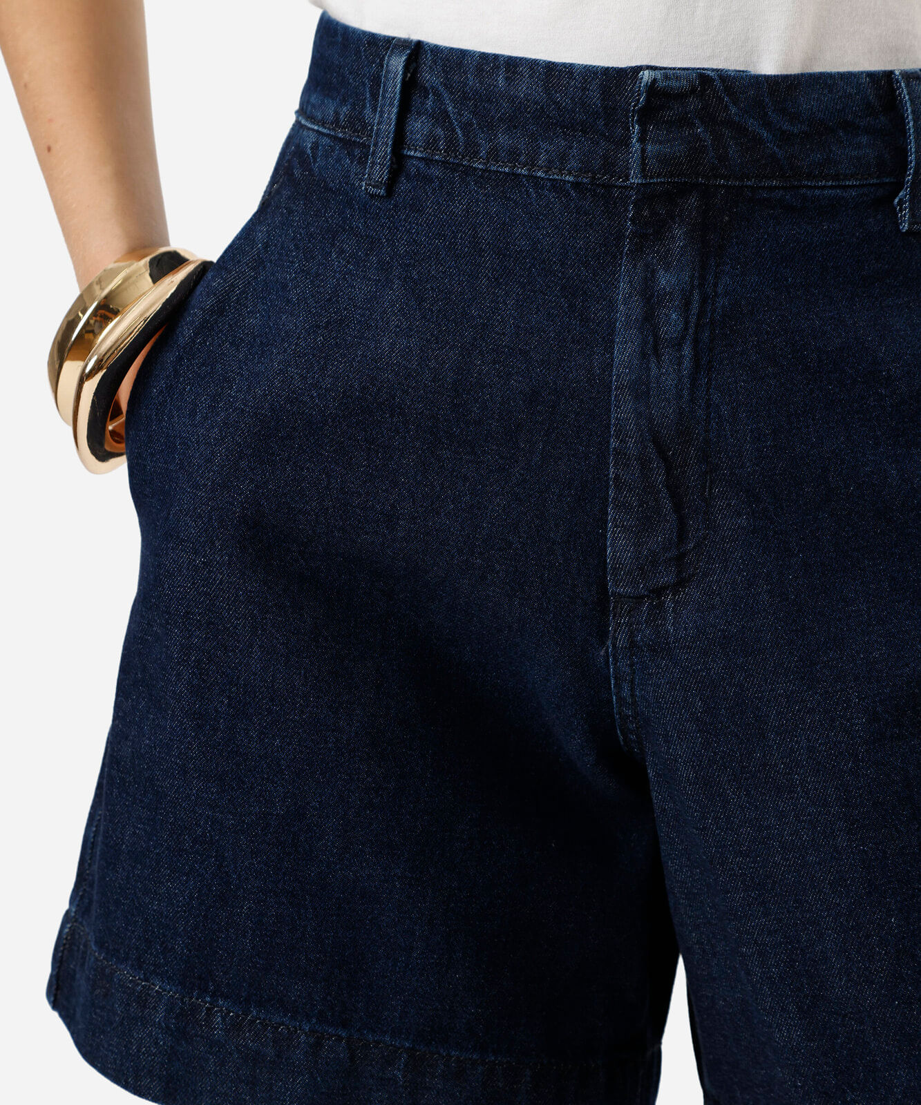 bermuda feminina alfaiatada jeans cintura super alta azul