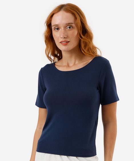 blusa de pijama feminino manga curta com viscose azul