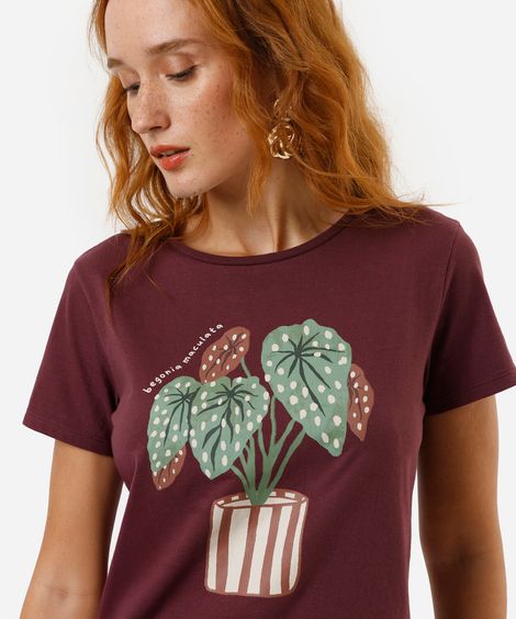 camiseta feminina begônia vinho