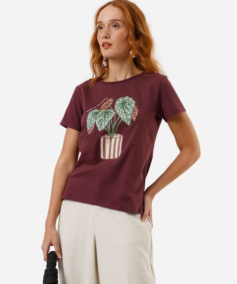 camiseta feminina begônia vinho