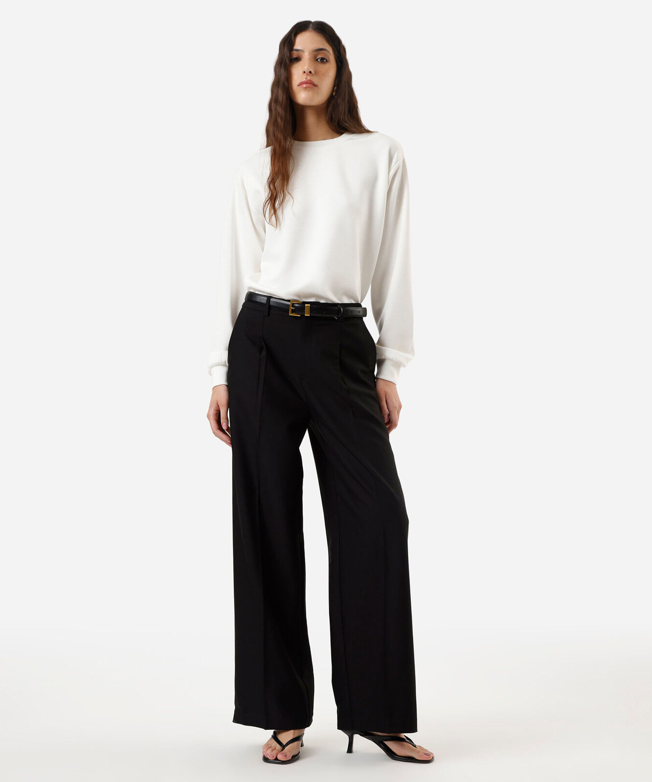 blusão básico alongado feminino de moletom com recorte off white