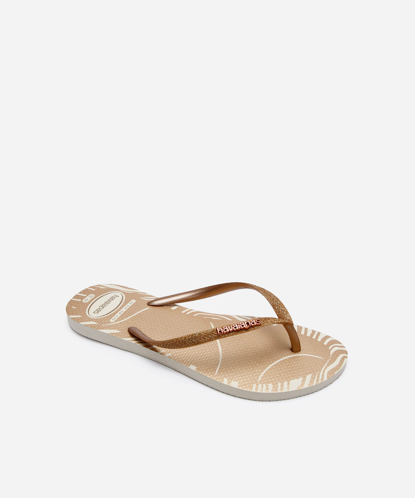 chinelo havaianas feminino  glitter edge bege