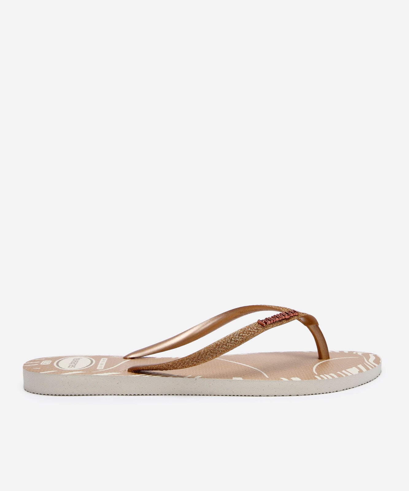 chinelo havaianas feminino  glitter edge bege