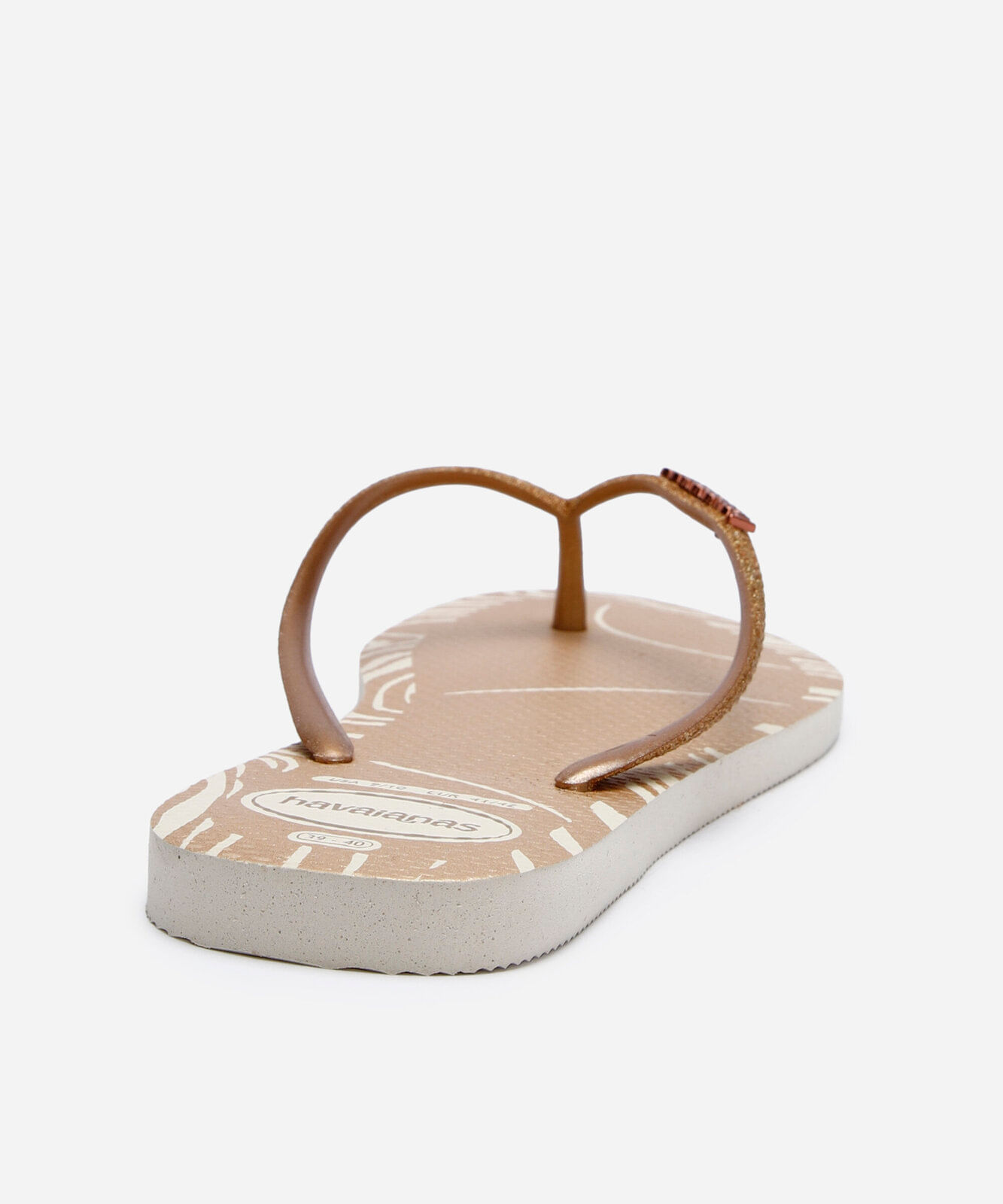 chinelo havaianas feminino  glitter edge bege