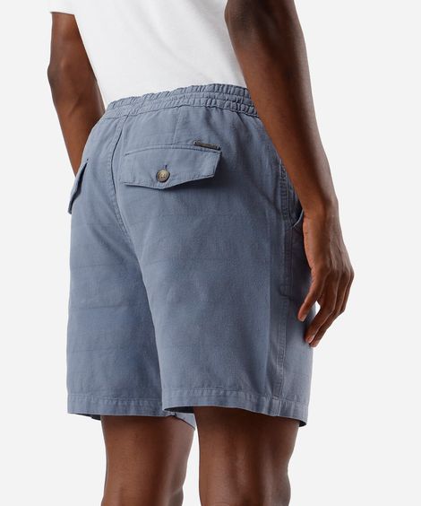short jogger masculino de sarja texturizada azul