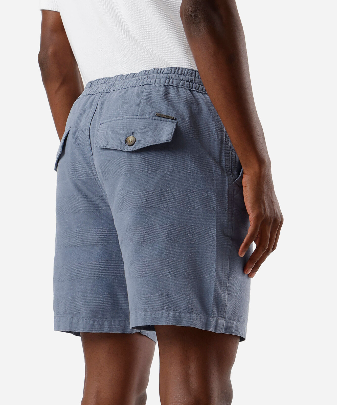 short jogger masculino de sarja texturizada azul