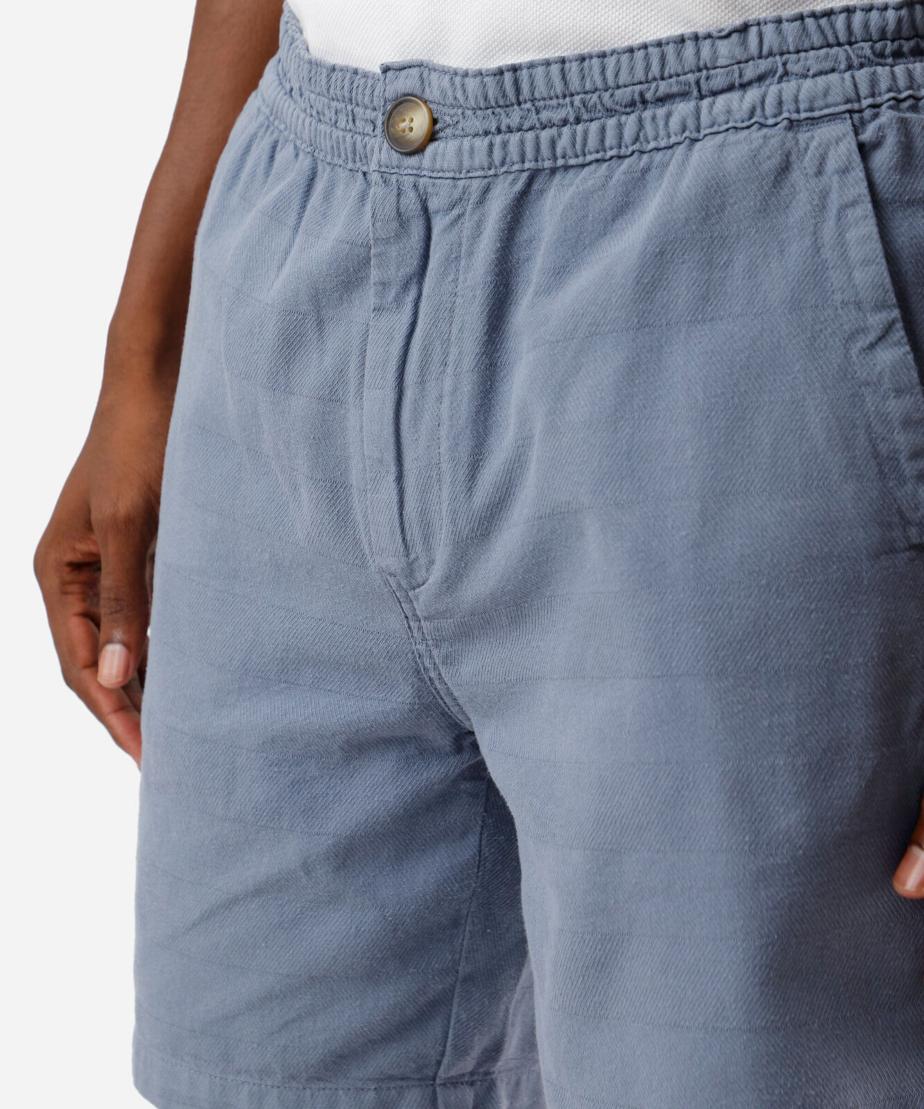 short jogger masculino de sarja texturizada azul