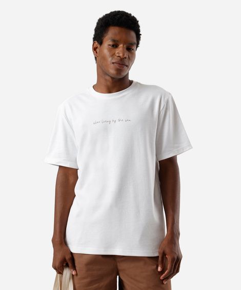 camiseta masculina com algodão estampada off white