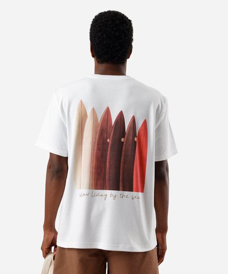 camiseta masculina com algodão estampada off white