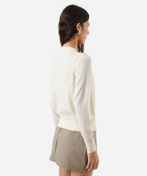 cardigan feminino de tricot com brilhos bege
