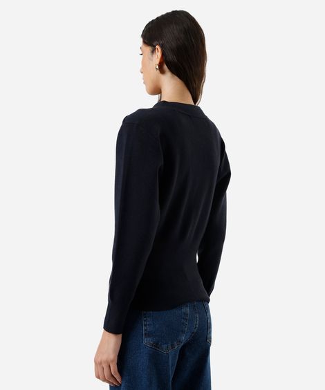 cardigan feminino de tricot acinturado azul
