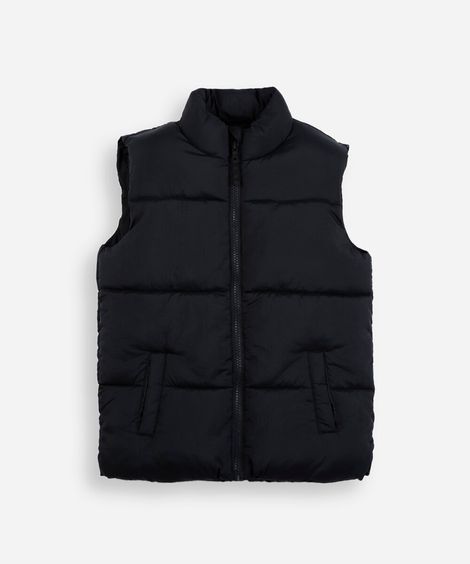 colete puffer infantil gola alta preto